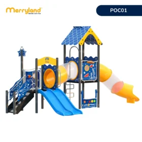 Cầu trượt liên hoàn ngoài trời chủ đề đại dương POC01 dành cho trường mầm non và khu vui chơi trẻ em