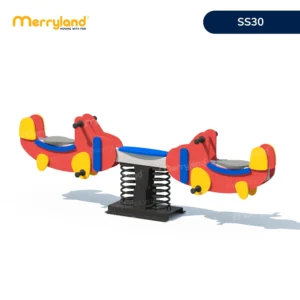 Nhún lò xo SS30 hình máy bay 2 chỗ có hệ lò xo trung tâm và phối màu đỏ vàng xanh.
